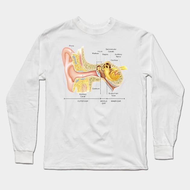 Anatomy of The Ear Long Sleeve T-Shirt by Bugsponge